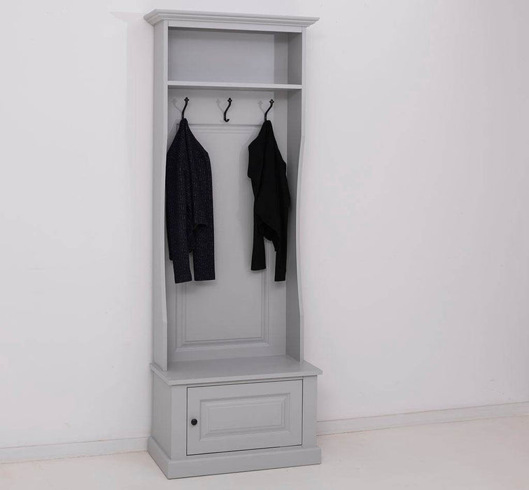 Schmale Garderobe aus Massivholz mit 3 Haken - in verschiedenen Farben -