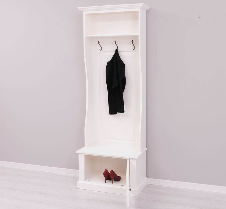 Schmale Garderobe aus Massivholz mit 3 Haken - in verschiedenen Farben -