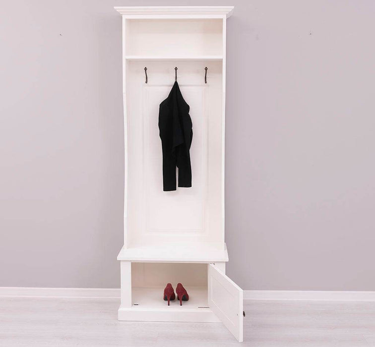 Schmale Garderobe aus Massivholz mit 3 Haken - in verschiedenen Farben -