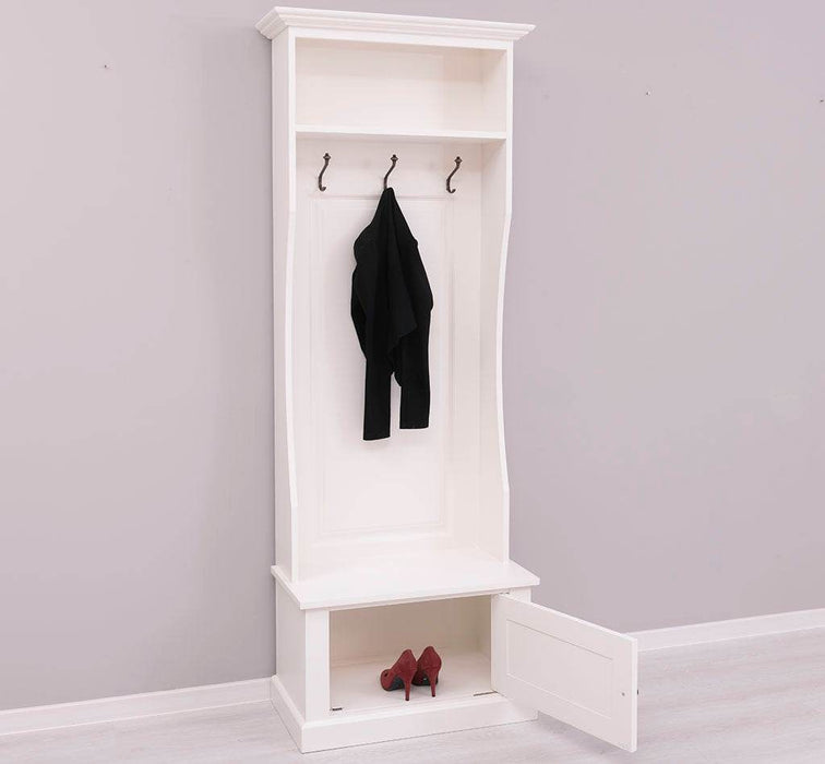 Schmale Garderobe aus Massivholz mit 3 Haken - in verschiedenen Farben -