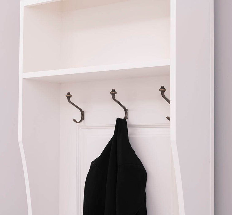 Schmale Garderobe aus Massivholz mit 3 Haken - in verschiedenen Farben -