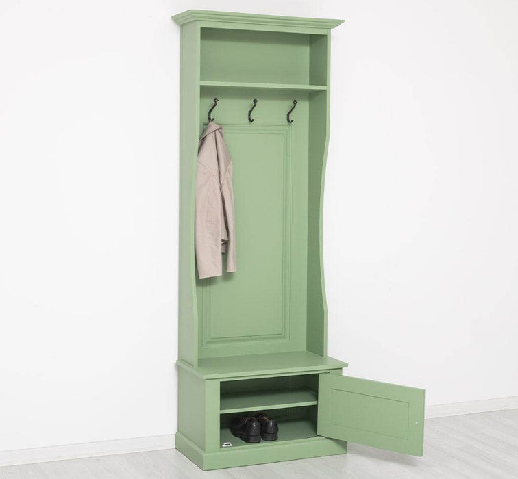 Schmale Garderobe aus Massivholz mit 3 Haken - in verschiedenen Farben -