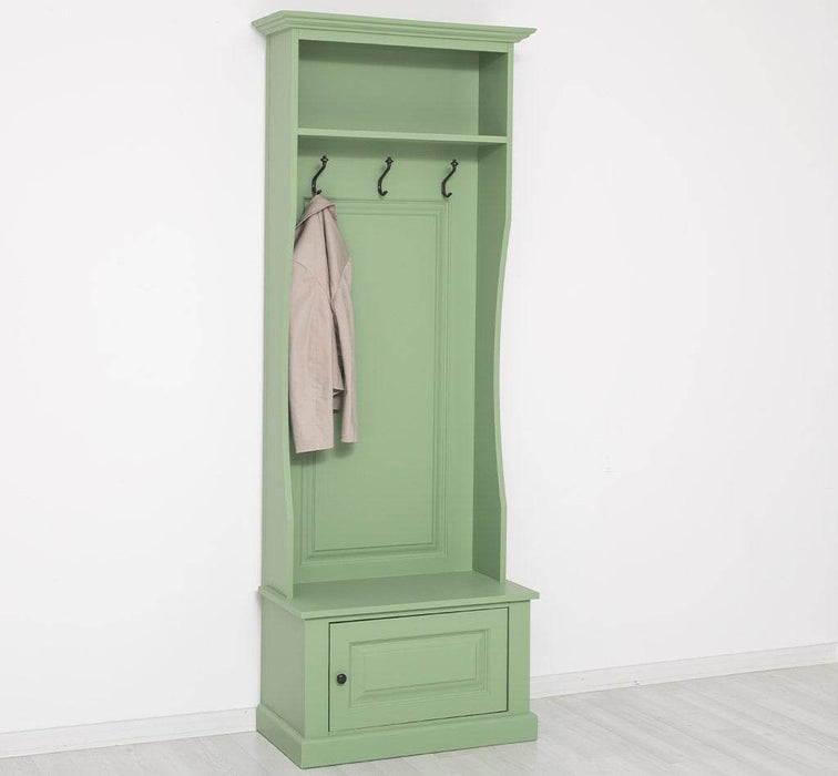Schmale Garderobe aus Massivholz mit 3 Haken - in verschiedenen Farben -