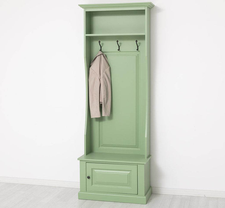 Schmale Garderobe aus Massivholz mit 3 Haken - in verschiedenen Farben -