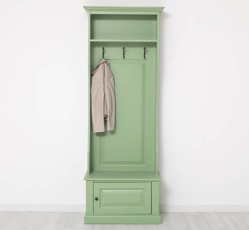 Schmale Garderobe aus Massivholz mit 3 Haken - in verschiedenen Farben -