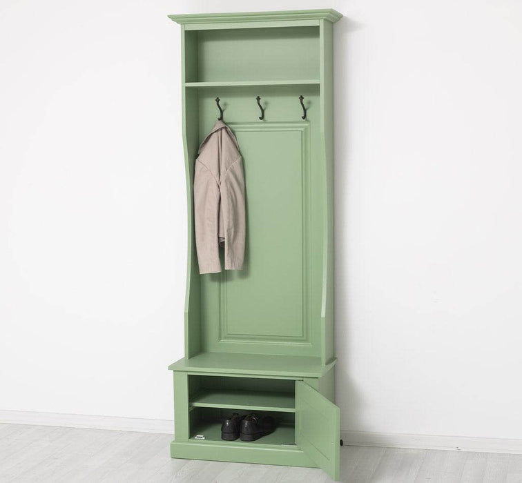 Schmale Garderobe aus Massivholz mit 3 Haken - in verschiedenen Farben -
