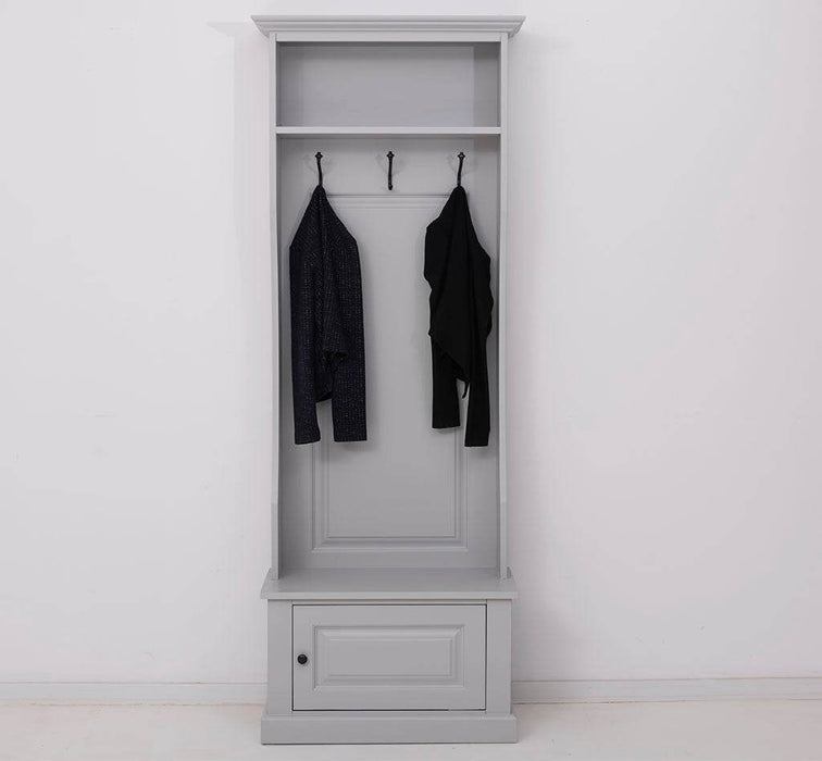 Schmale Garderobe aus Massivholz mit 3 Haken - in verschiedenen Farben -