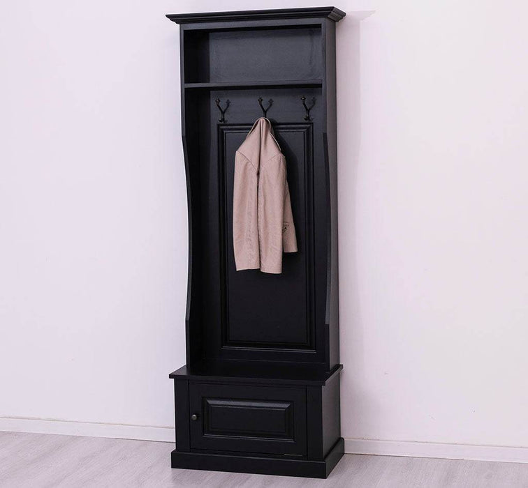 Schmale Garderobe aus Massivholz mit 3 Haken - in verschiedenen Farben -