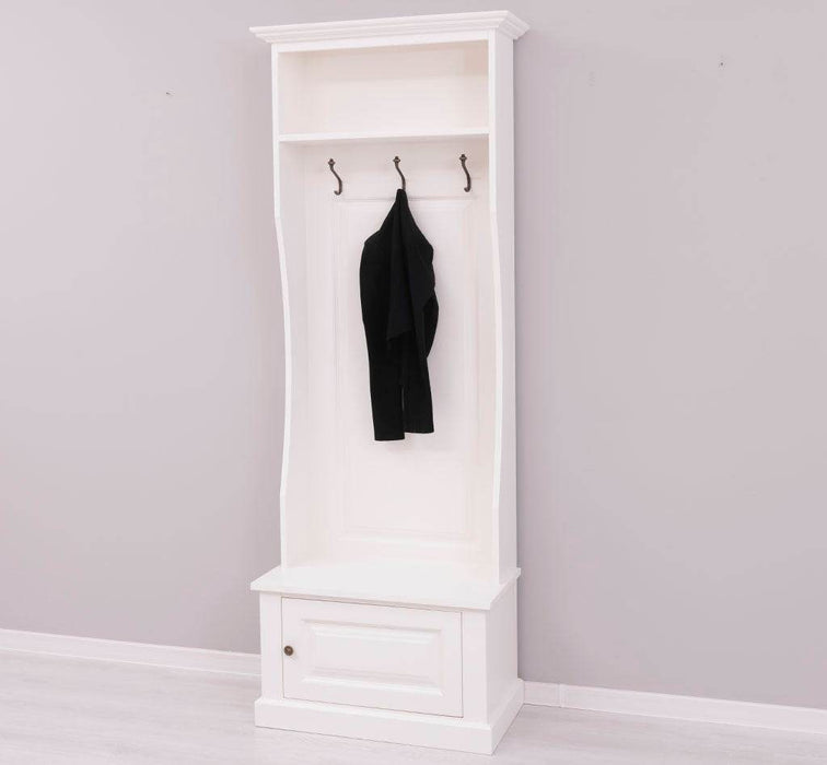 Schmale Garderobe aus Massivholz mit 3 Haken - in verschiedenen Farben -