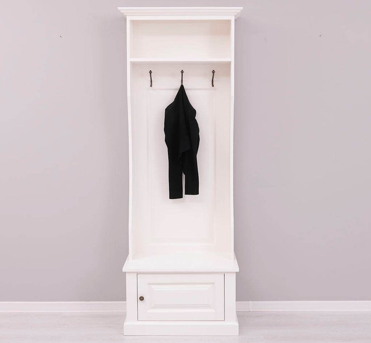Schmale Garderobe aus Massivholz mit 3 Haken - in verschiedenen Farben -
