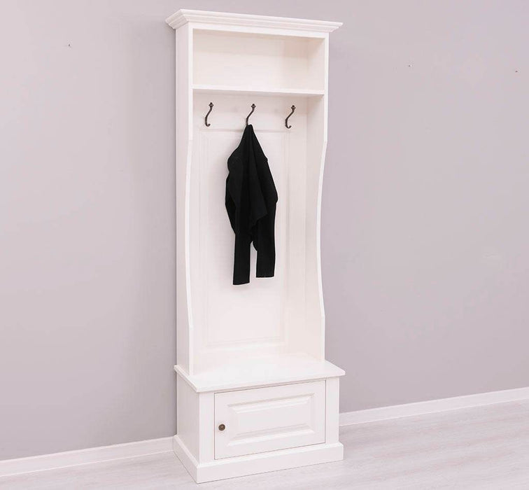 Schmale Garderobe aus Massivholz mit 3 Haken - in verschiedenen Farben -