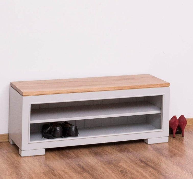 Schuhbank aus Massivholz | Schuhregal mit Sitzbank -