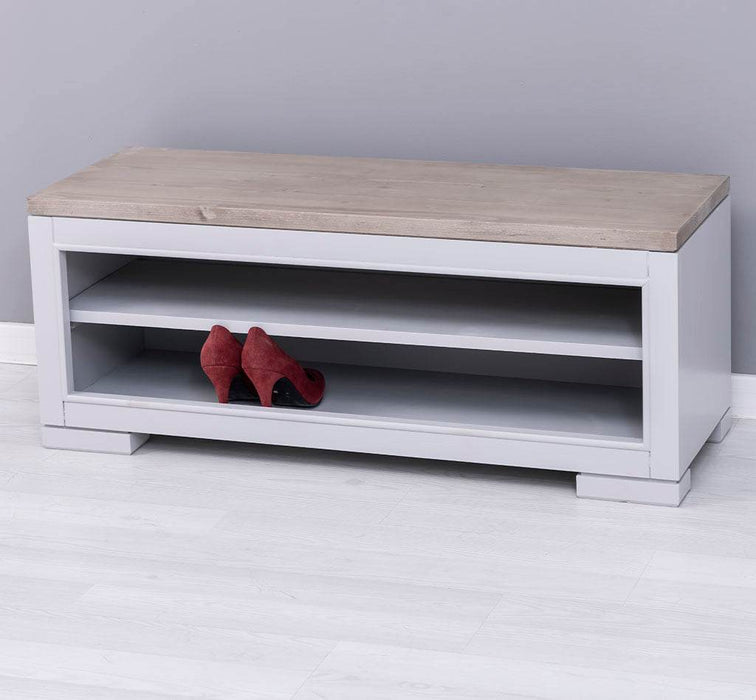 Schuhbank aus Massivholz | Schuhregal mit Sitzbank -