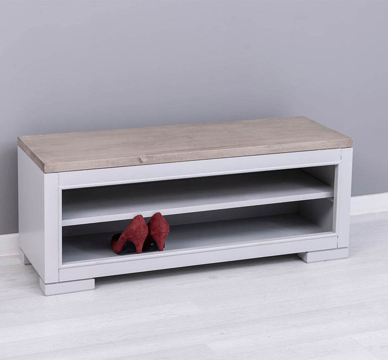 Schuhbank aus Massivholz | Schuhregal mit Sitzbank -