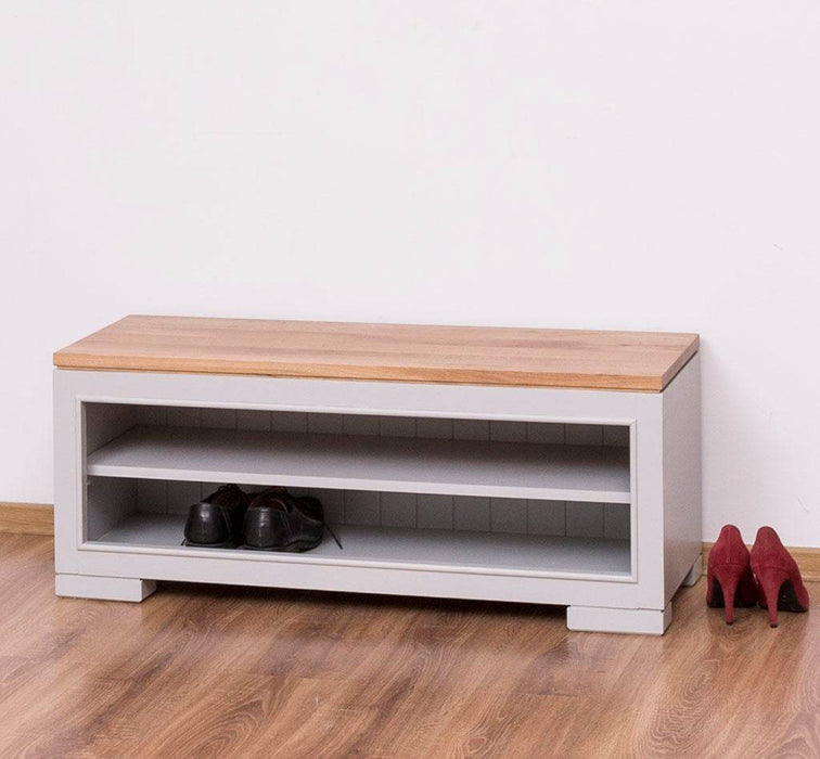 Schuhbank aus Massivholz | Schuhregal mit Sitzbank -