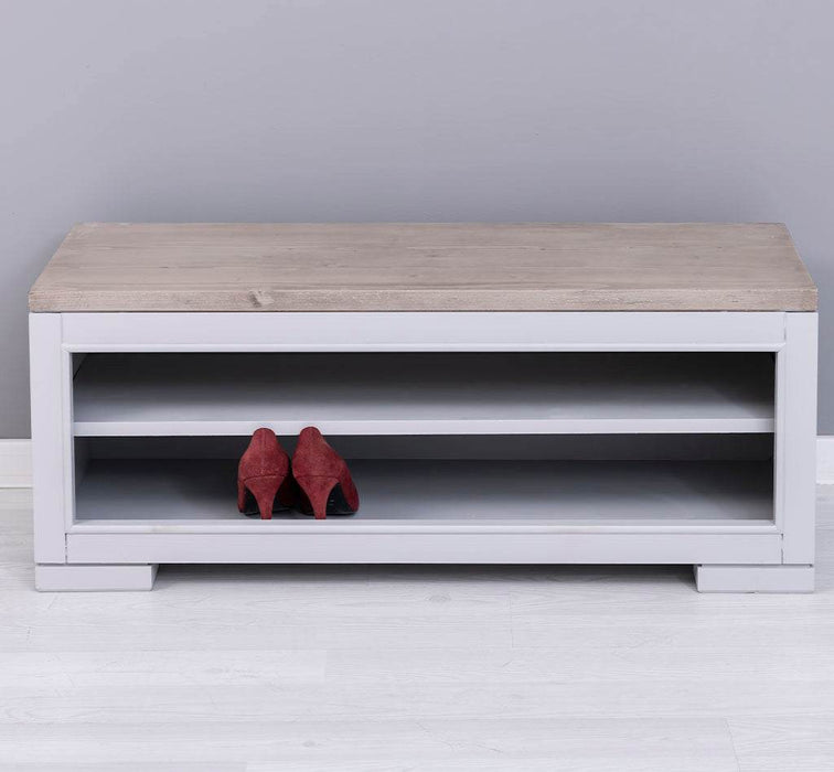 Schuhbank aus Massivholz | Schuhregal mit Sitzbank -
