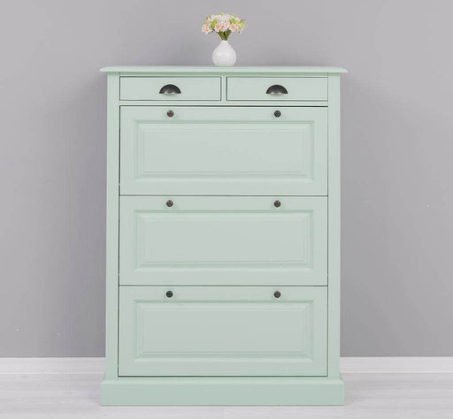 Schuhschrank aus Massivholz mit Kippfächern & 2 Schubläden - Uni -