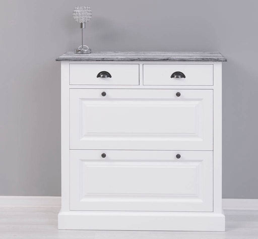 Schuhschrank aus Massivholz mit zwei Kippfächern - mit Holzkontrast -