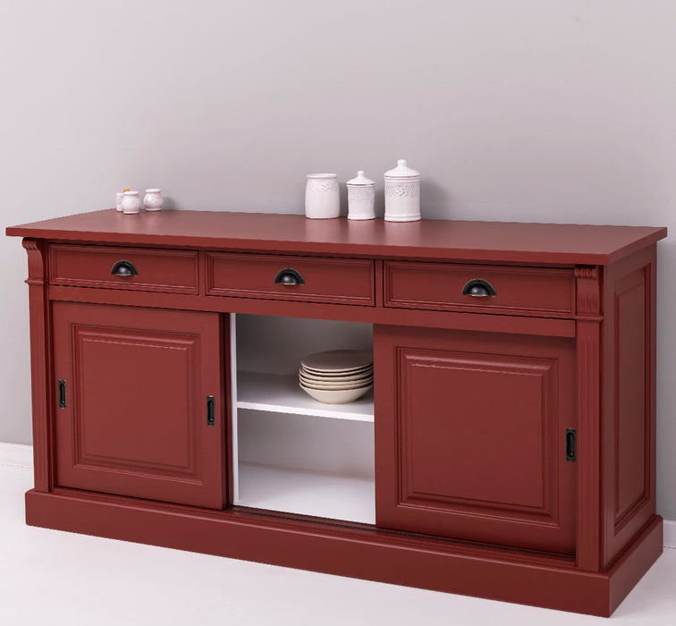 Sideboard aus Massivholz mit 3 Schubladen und 3 Schiebetüren