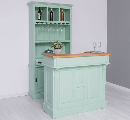 Bar-Set bestehend aus Empfangstheke| Bartresen und Buffetschrank mit Glashalterungen - Mint