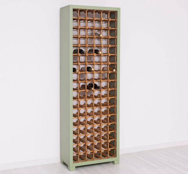 Großes Weinregal aus Massivholz mit Platz für 102 Flaschen - Salbei