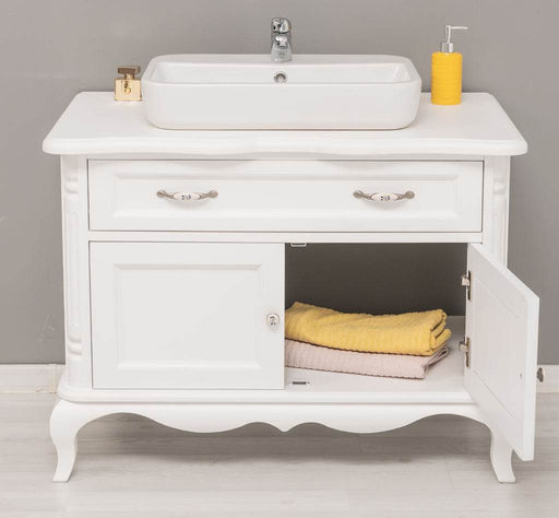 Klassischer Waschbeckenunterschrank für Aufsatzwaschbecken - Waschtisch mit geschwungenen Beinen -