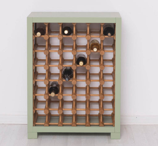 Kleines Weinregal aus Massivholz mit Platz für 42 Flaschen - Salbei