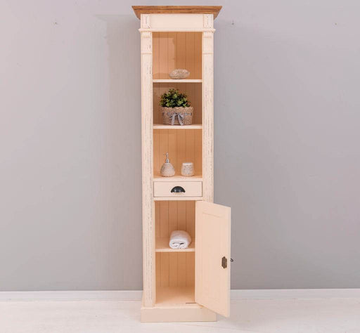 Schlanker Handtuchschrank aus Massivholz | Badezimmerschrank - Vintage Apricot