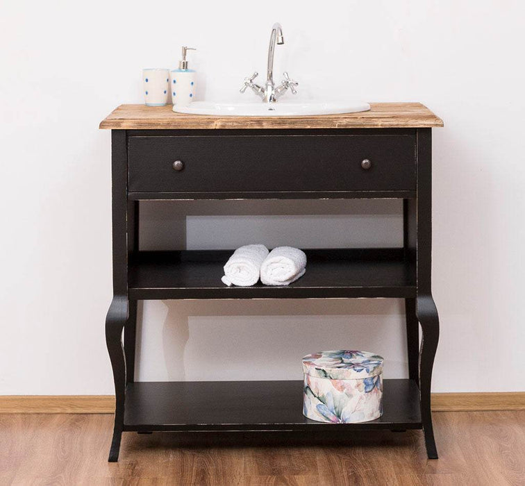 Vintage Waschtisch aus Massivholz im Landhausstil - Vintage | Schwarz