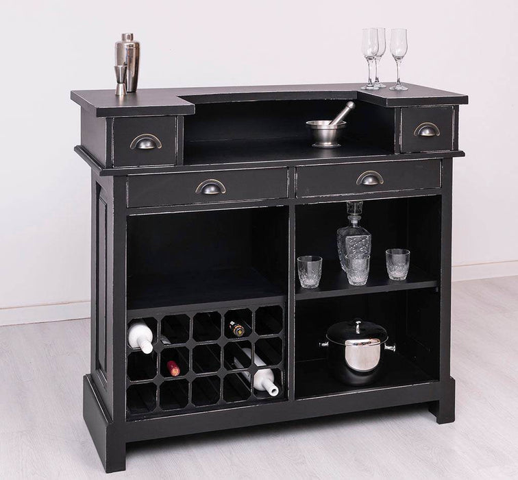 Vintage Weinbar aus Massivholz mit Flaschenfach für 15 Flaschen -