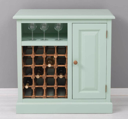 Weinschrank aus Massivholz | Weinregal mit Ablage und Tür - Mint