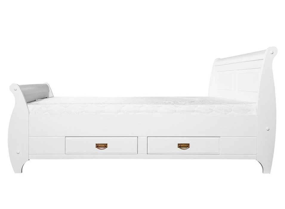 Landhausbett Toskania aus Massivholz mit geschwungenem Kopf- und Fußteil in verschiedenen Größen - 140