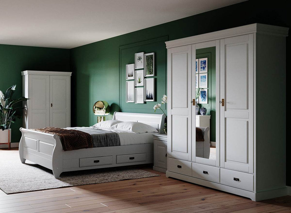 Landhaus Kleiderschrank Toskania aus Massivholz in weiß -