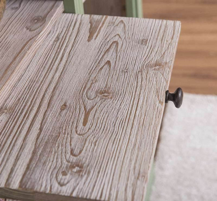 Regalwand aus Massivholz mit zwei Ausziehplatten - Bücherregal -