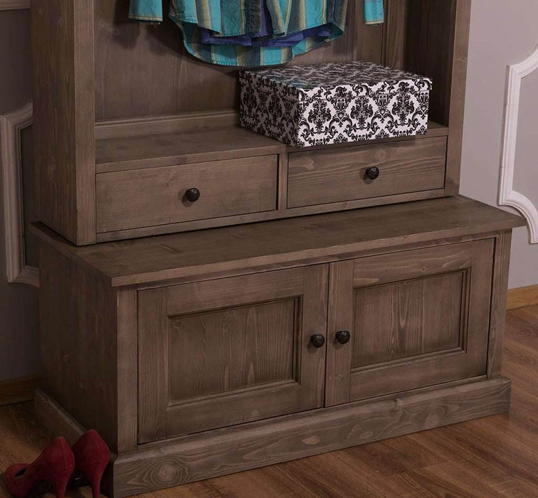 Garderobenschrank aus Massivholz mit 5 Haken & Stauraum - Creme