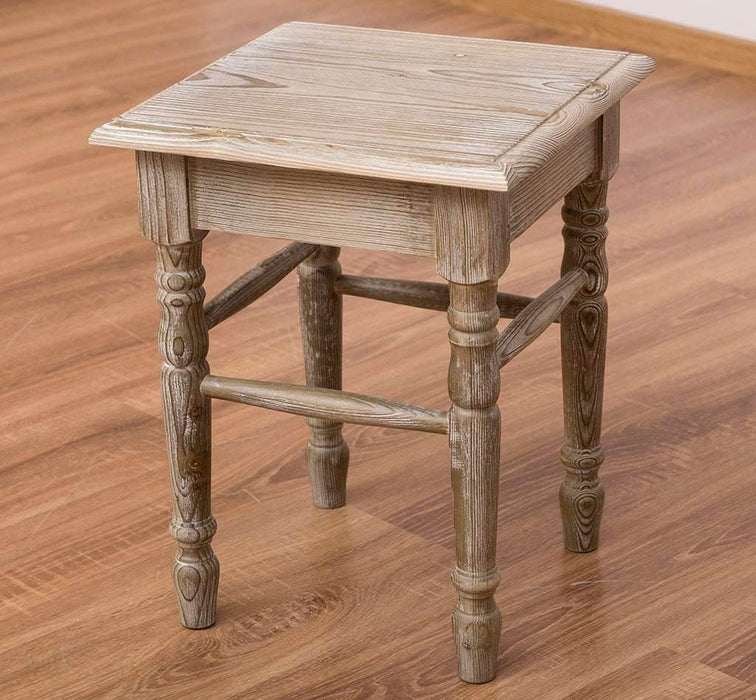 Hocker aus Massivholz mit gedrechselten Beinen - Vintage Grün