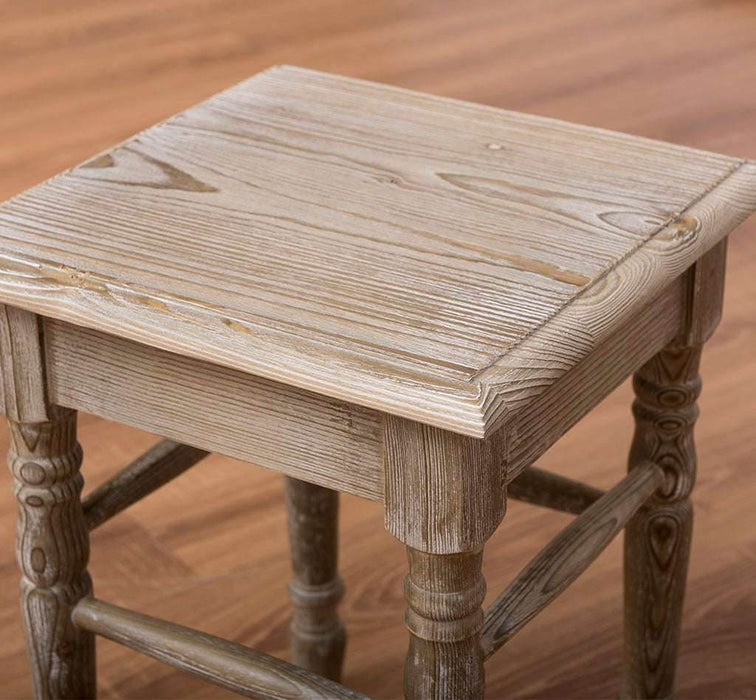 Hocker aus Massivholz mit gedrechselten Beinen - Vintage Grün