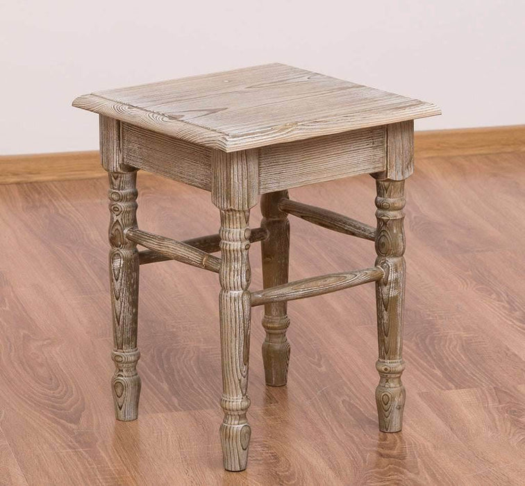 Hocker aus Massivholz mit gedrechselten Beinen - Vintage Grün
