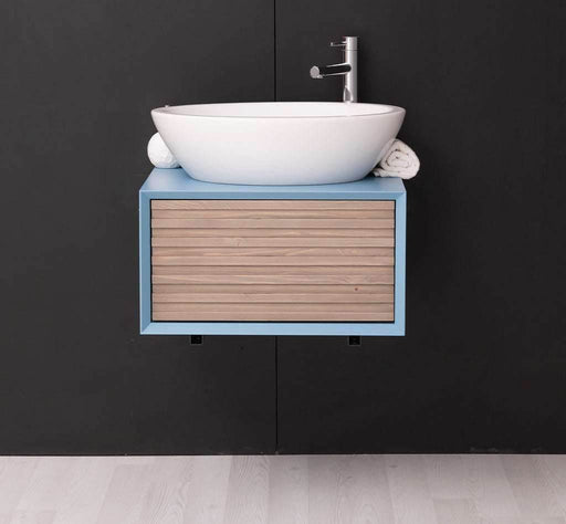 Kleiner Waschbeckenunterschrank aus Massivholz | Waschtischunterschrank für Aufsatzwaschbecken | Wandmontage -