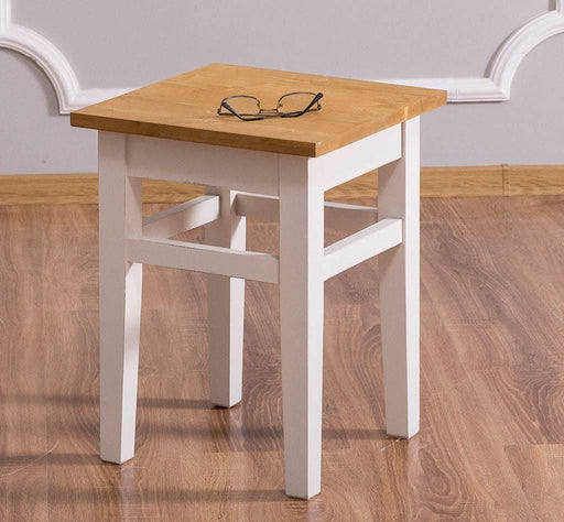 Hocker aus Massivholz mit Sitzfläche aus Eiche - Eiche | geölt | weiß