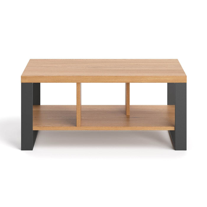 Industrial Couchtisch aus massiver Eiche | Kaffeetisch Volant in verschiedenen Größen - 80 x 60 x 45