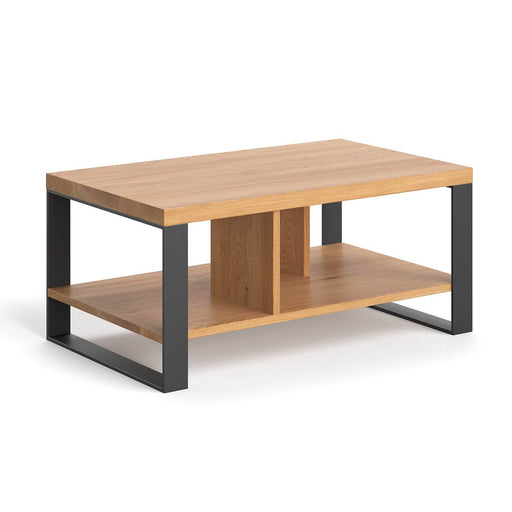 Industrial Couchtisch aus massiver Eiche | Kaffeetisch Volant in verschiedenen Größen - 80 x 60 x 45