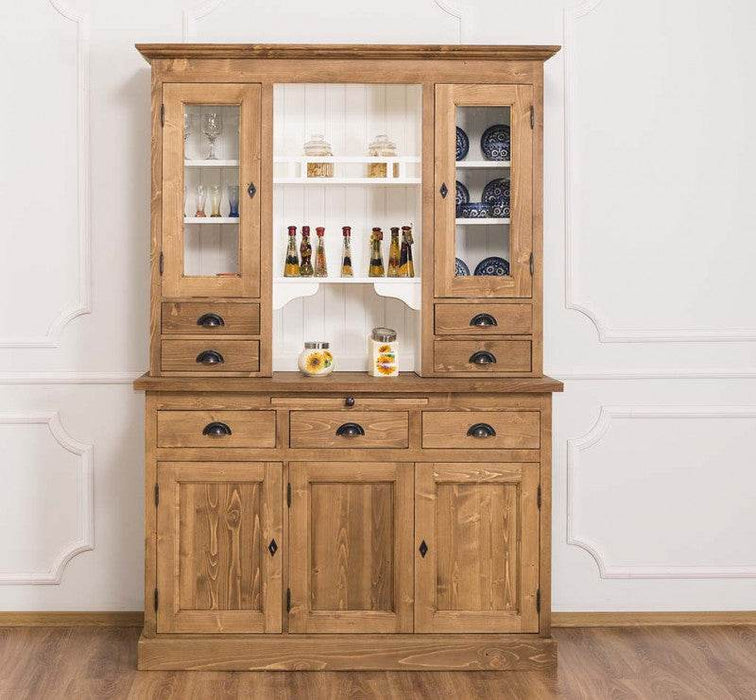 Küchen- und Buffetschrank aus Massivholz im Landhausstil - Gewachst | Weiß