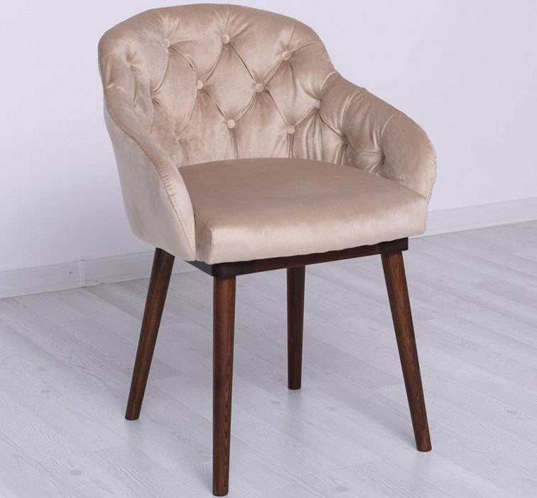 Chesterfield Stuhl aus Massivholz in verschiedenen Farben | Lounge Sessel kaptioniert - Champagner
