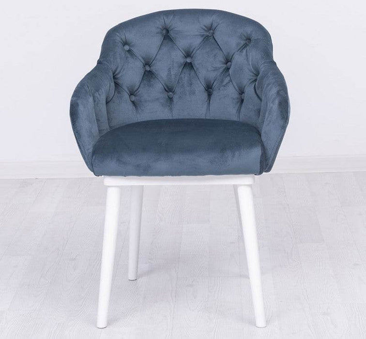 Chesterfield Stuhl aus Massivholz in verschiedenen Farben | Lounge Sessel kaptioniert - Blau