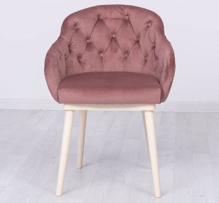 Chesterfield Stuhl aus Massivholz in verschiedenen Farben | Lounge Sessel kaptioniert - Rosé