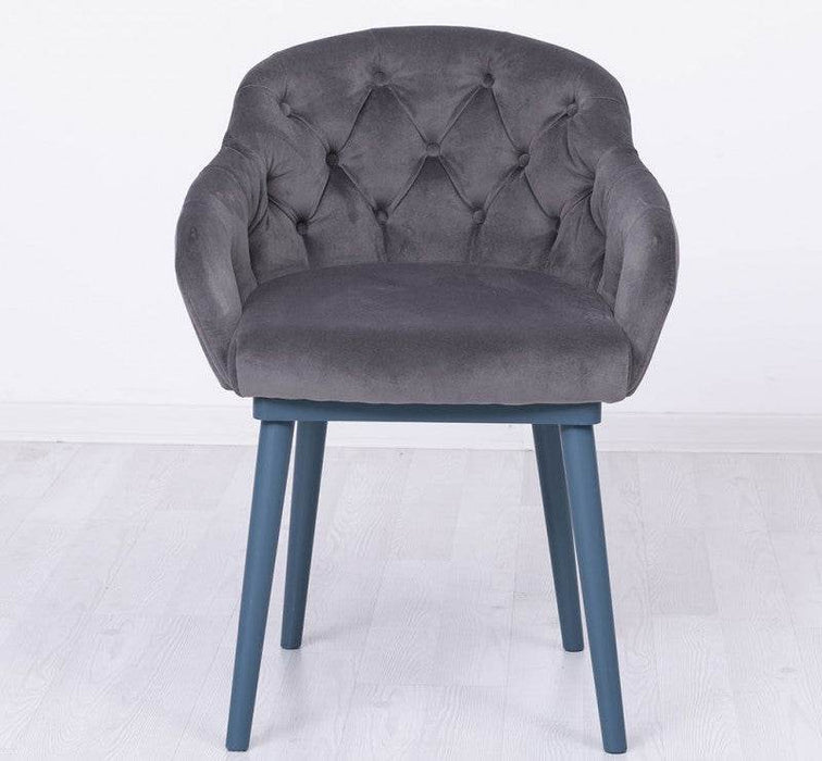 Chesterfield Stuhl aus Massivholz in verschiedenen Farben | Lounge Sessel kaptioniert - Grau