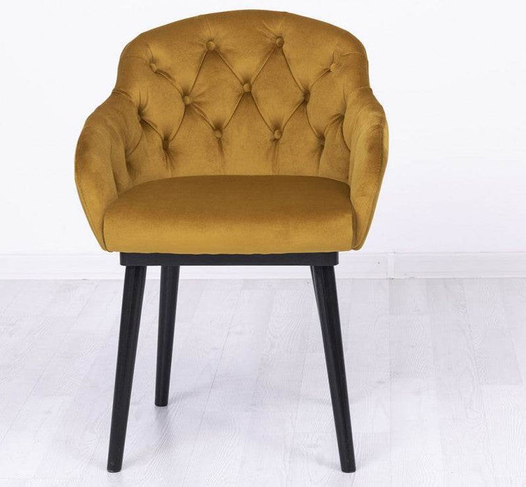 Chesterfield Stuhl aus Massivholz in verschiedenen Farben | Lounge Sessel kaptioniert - Gold