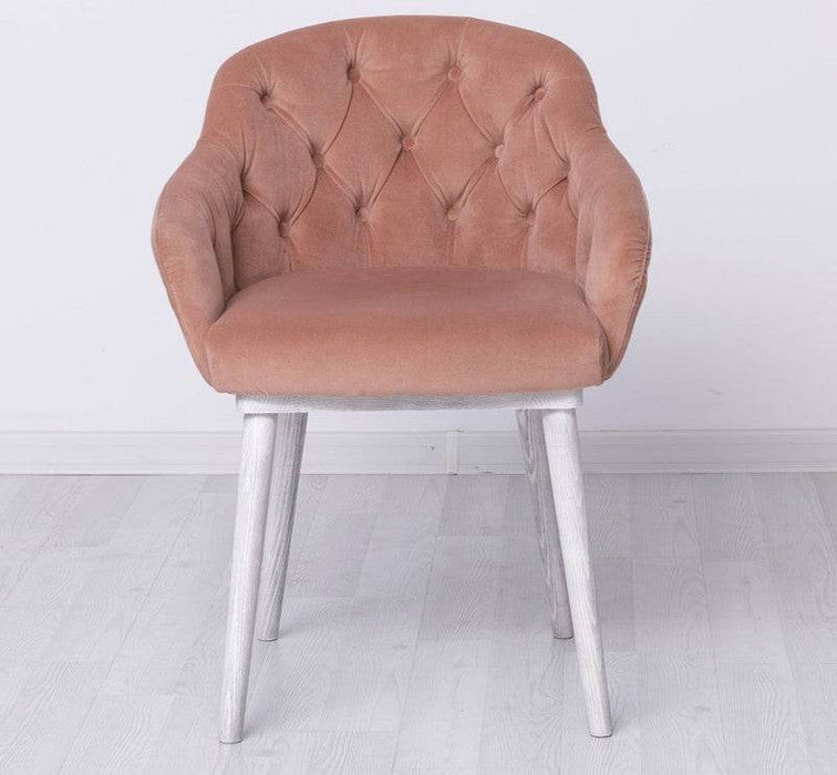 Chesterfield Stuhl aus Massivholz in verschiedenen Farben | Lounge Sessel kaptioniert - Apricot
