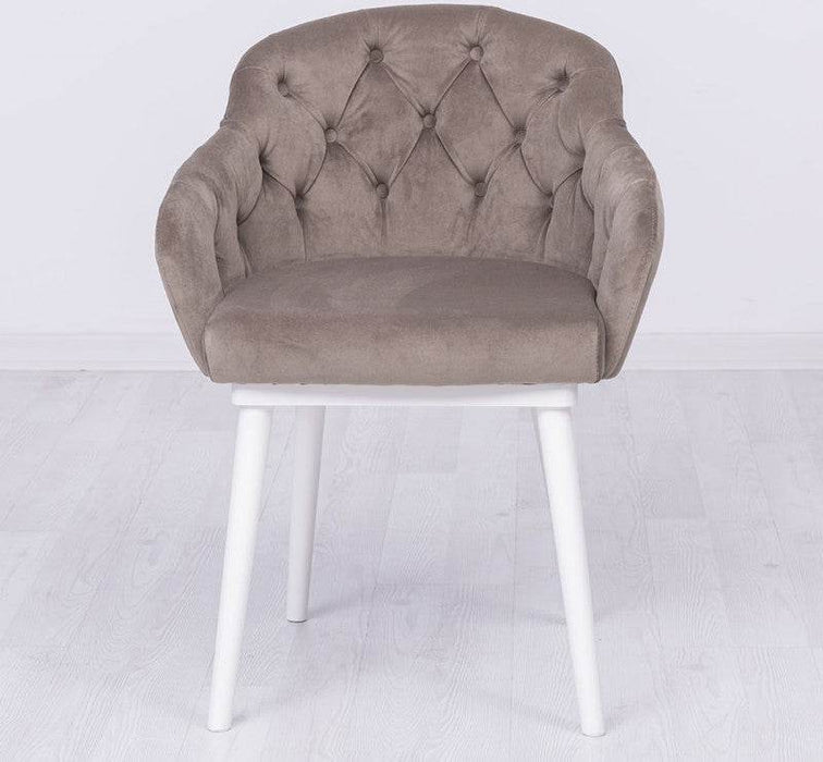 Chesterfield Stuhl aus Massivholz in verschiedenen Farben | Lounge Sessel kaptioniert - Taupe